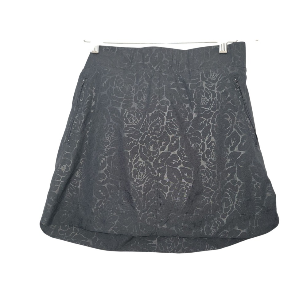 Orvis Travel Skort Womens Medium Black Rose Embossed Mesh Inner Shorts Pull On‎